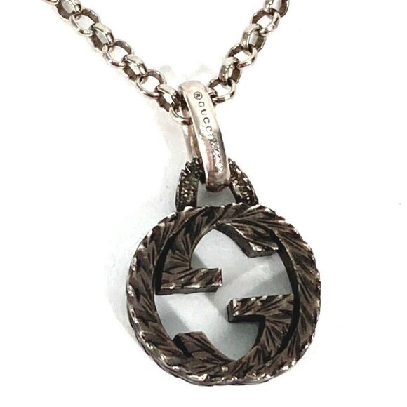 GUCCI Arabesque Interlocking G Accessories Pendant Chain Necklace Silver - Picture 1 of 9